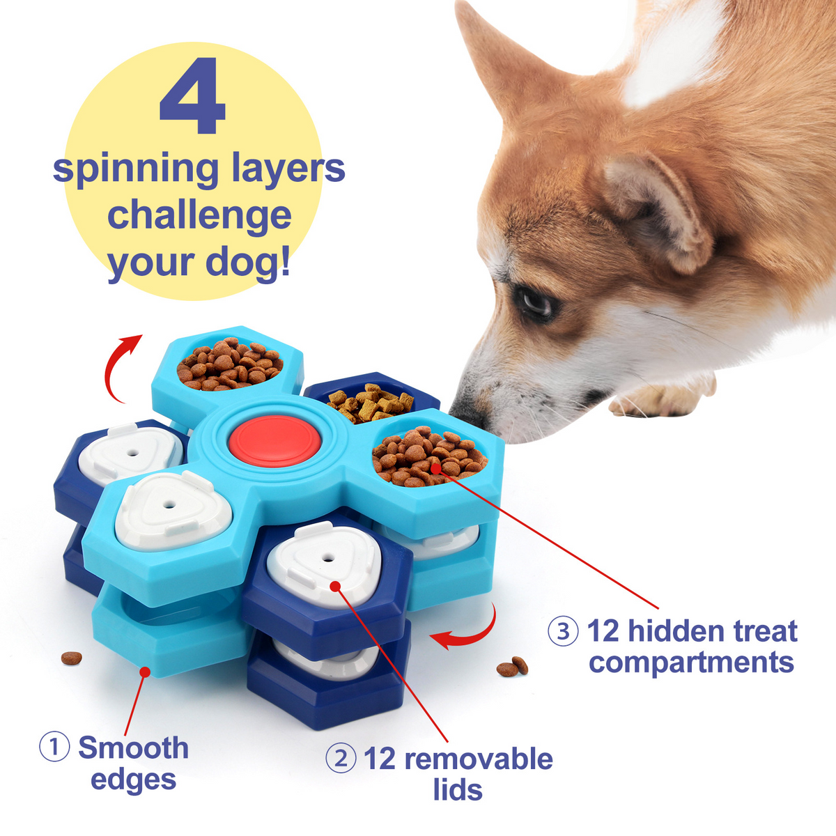 Layered Dog Treat Puzzle & Slow Feeder